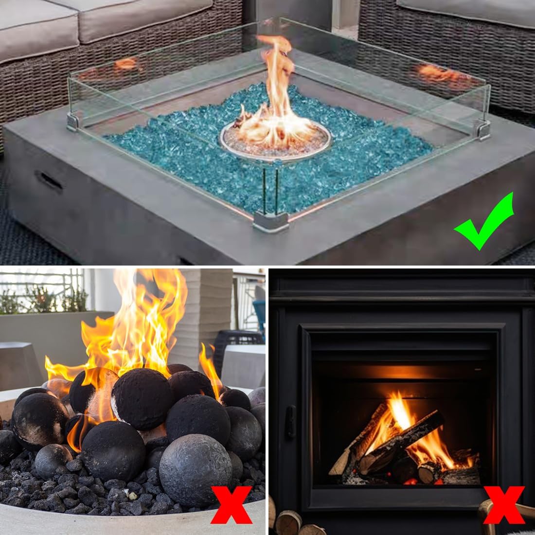 Fire Glass for Propane Fire Pit, 1/2 Inch High Reflective Fireplace Glass Rocks for Fire Pit Table, Fire Pit Glass Rocks for Outdoor Fire Table and Landscaping, 5 lbs, Aqua Blue - Image 6