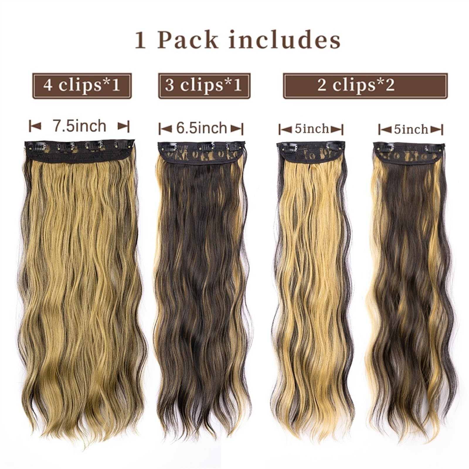Clip nelle estensioni dei capelli Estensioni dei capelli, 4 pezzi Clip nelle estensioni dei capelli Ricci ondulati spessi Testa piena Clip nelle estensioni Sintetiche Lunghe parrucche nere naturali fo