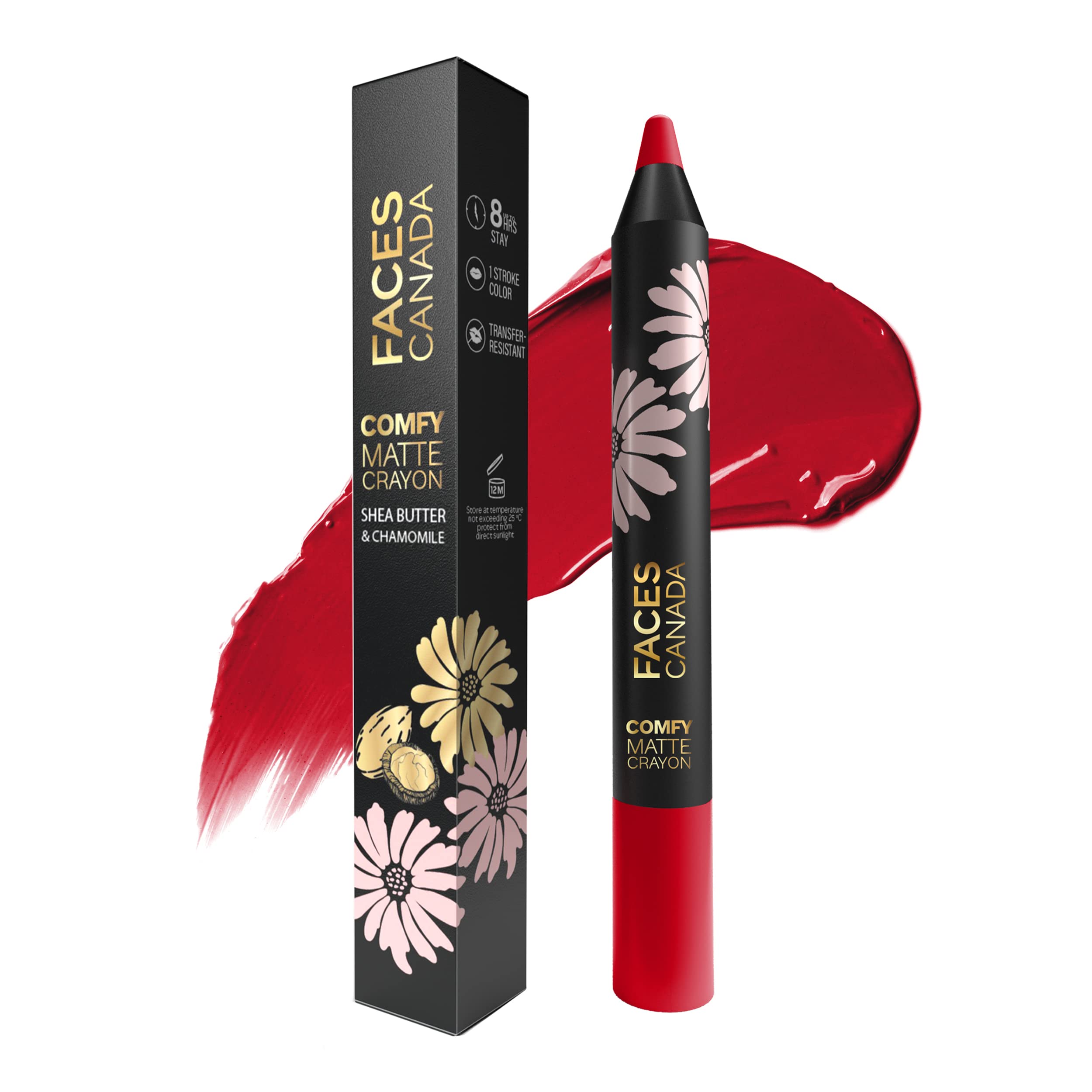 Comfy Matte Lip Crayon - Candy-Yum 01, 2.8g | 8HR Long Stay | No Dryness | Luxurious Matte Texture | Intense Color in 1 Stroke | Hydrates & Nourishes With Chamomile & Shea Butter