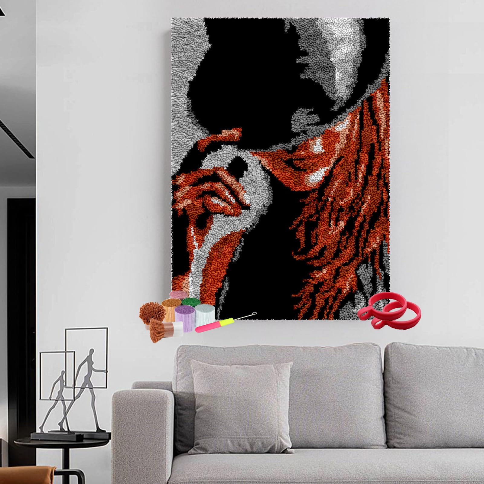 Fveknbhyewng 85 X 115 Cm Kit Tapis Au Point Noué, Lot De Tapis à Crochet à Nouer, Kit De Fabrication De Tapis Pour Adultes Et Enfants, Kit De Broderie Au Point De