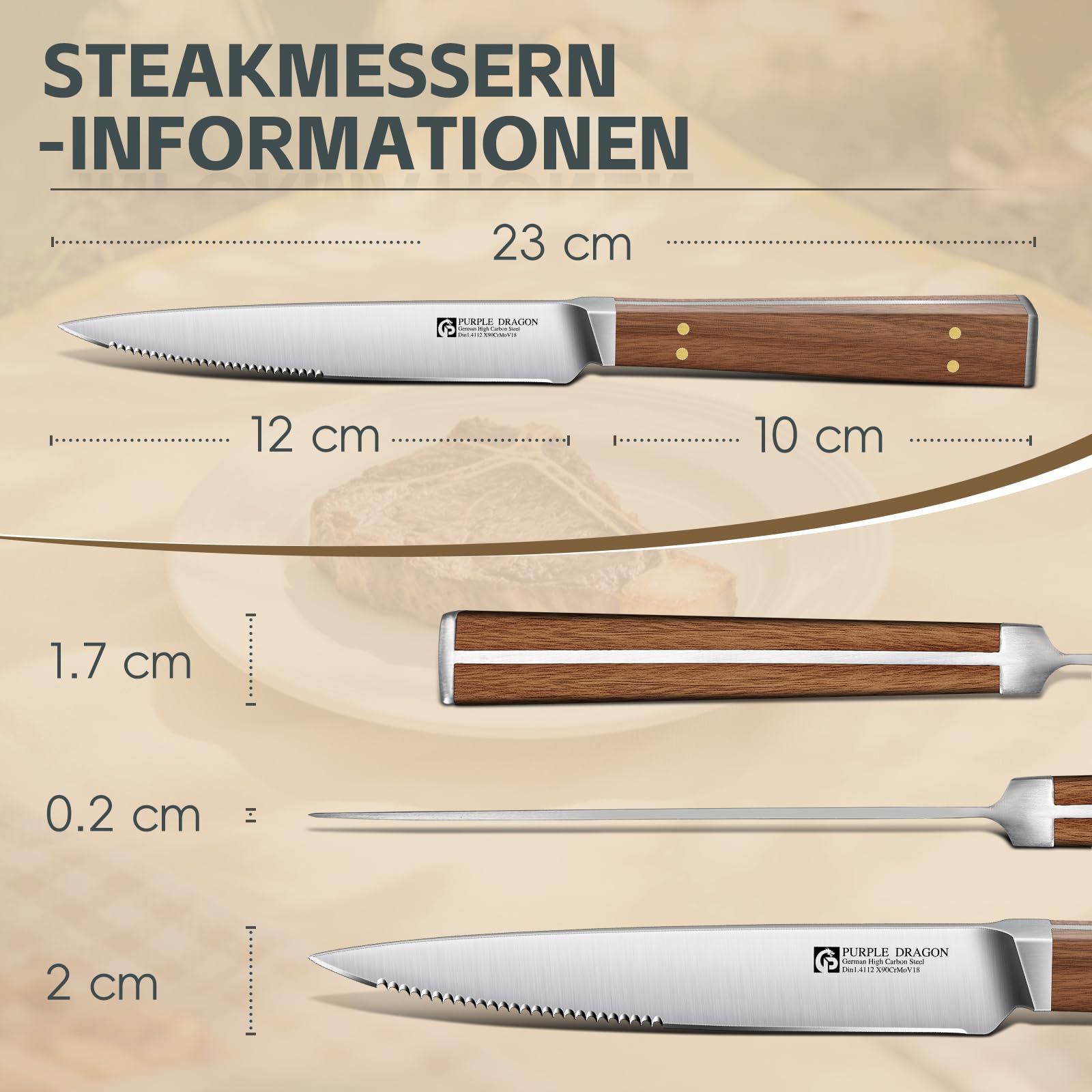 Set 6 coltelli professionali per steak-huose in acciaio inox marca IL BRACERE