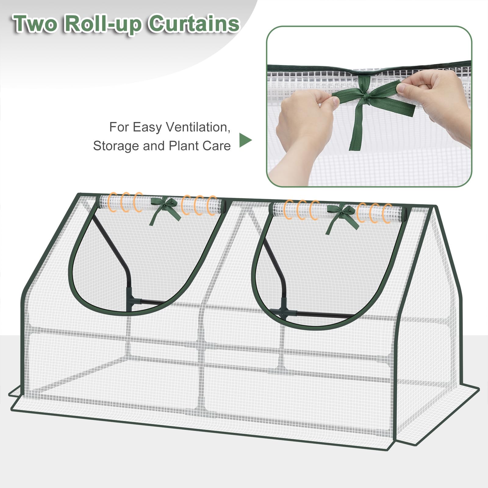 WOLTU Invernadero Terraza con Ventanas de Cortina Enrollable, de PE 140 g/m², con Estructura Metálica, 120x60x60 cm, Blanco