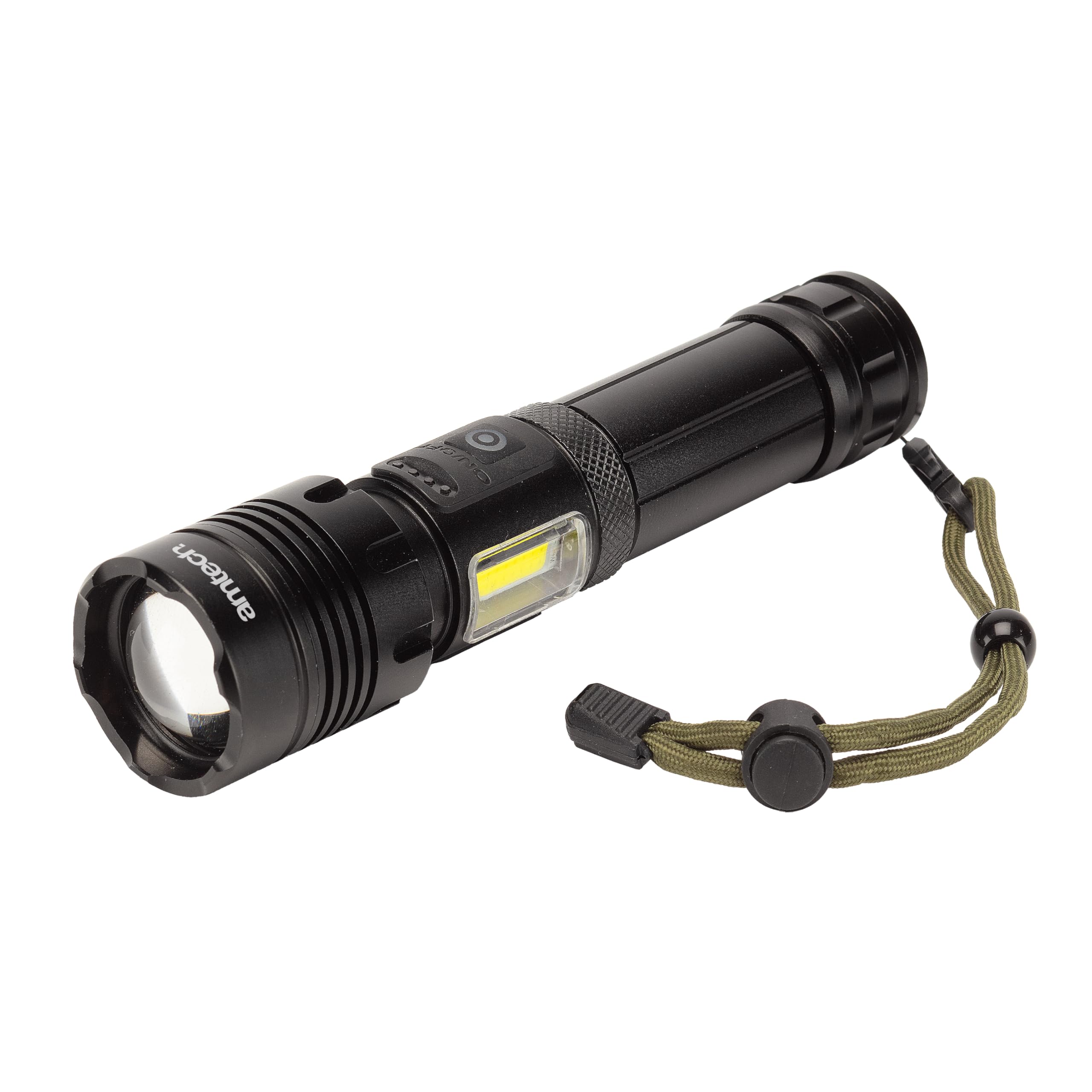 Amtech Black - Usb Rechargeable Torch, Super Bright Led Torch Light, Powerful Torch With 7 Lighting Modes, Portable Flashlight For Home Diy, Work Spaces, And Emergency Use (10W)