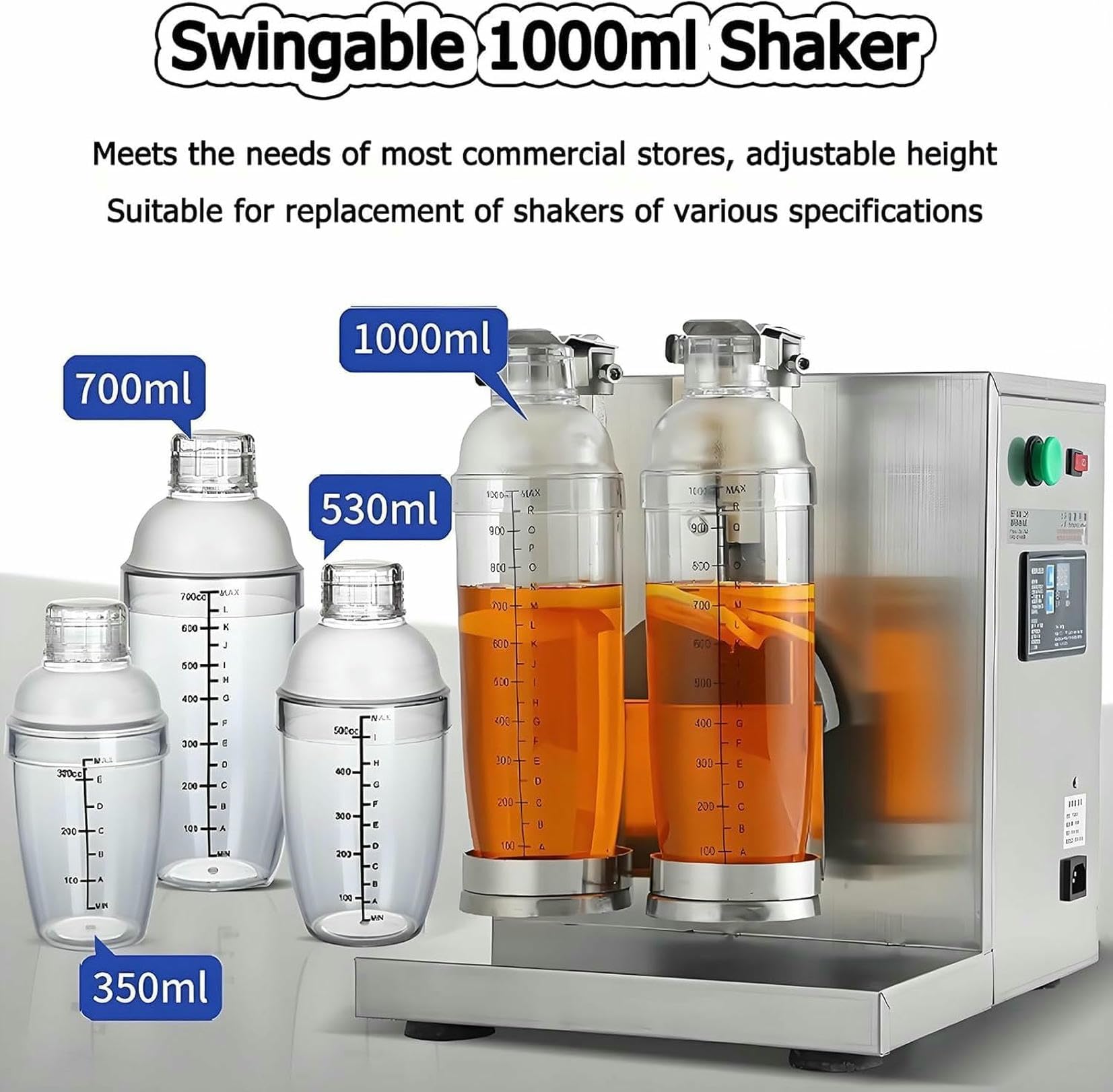 Commerciale Elettrico Bolla Tè Shaker Macchina, Elettrico Doppio Telaio Latte Tè Shaker, 0-180s Regolabile Latte Shake Mixer Macchina Con Doppio 1000 Ml PC Tazze, Per Boba, Cocktail, Caffè ~ /