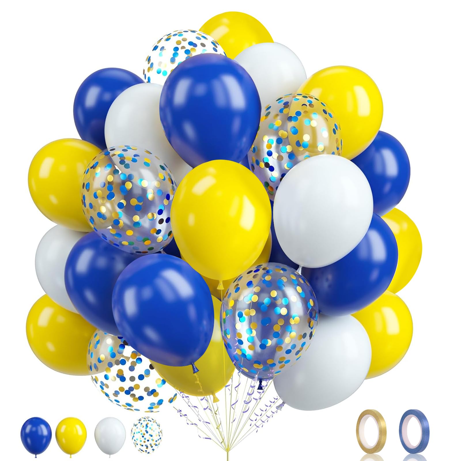 60pcs Blue and Yellow Balloons White and Blue Balloon Minion Birthday Party Decorations Yellow Balloons for Birthday Baby Bridal Shower Cartoon Party Deocrations Supplies