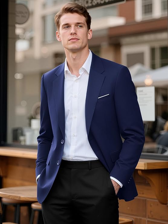 Men's Blazer Slim Fit 2 Buttons Smart Casual Business Suit Jacket