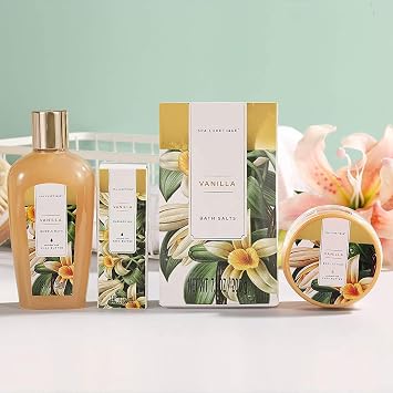 Spa Luxetique Gift Sets for Women - 15 Pcs Vanilla Scent Birthday Holiday Gifts Bath Baskets for Her