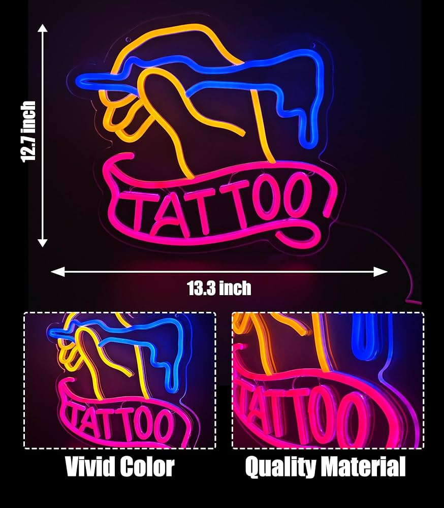 TATTOO Neon Sign Led Wall Window Decor Man Cave Neon Light Up