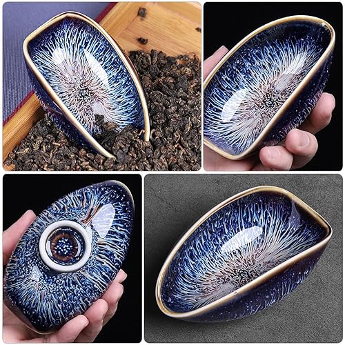 Miniatura 8 de Angoily Recipiente de té de porcelana, cuchara de té chino, cuchara de té de hojas sueltas, pala de té decorativa Kongfu, cucharas medidoras de