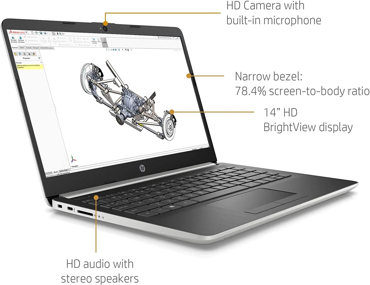Blасk Frіdау - 40% оƒƒ 2021 HP 14 HD Slim and Light Laptop, AMD Ryzen 3 3200U Processor, 4GB Memory, 128GB SSD, AMD Radeon Vega 3, HDMI, WiFi, Webcam, Bluetooth, Windows 10 S, Silver
