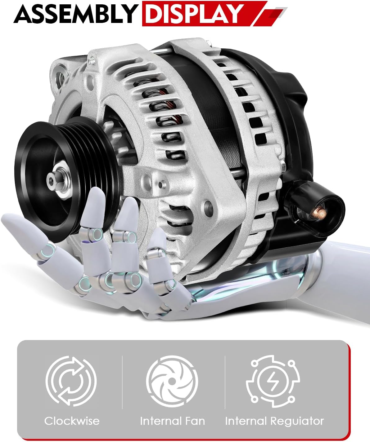 Alternator for Honda Odyssey 2005 2006 2007 3.5L, Pilot 2005-2008, for:-Ridgeline 2006-2008, for:-Acura MDX 2003-2005 2006 3.5L, MDX 2007-2009 3.7L, 12V 130Amp OE# 31100-RDJ-A01