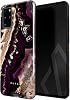 BURGA Phone Case Compatible with Samsung Galaxy S20 Plus - Hybrid 2-Layer Hard Shell  Silicone Protective Case -Purple & Gold Marble Stone - Scratch-Resistant Shockproof Cover