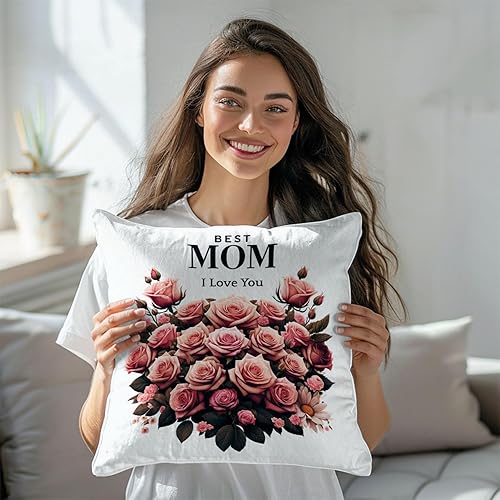 Miniatura 5 de PICANOVA Almohada floral personalizada con tu texto, cojín de felpa premium con cierre de cremallera y relleno, regalos personalizados para mujeres