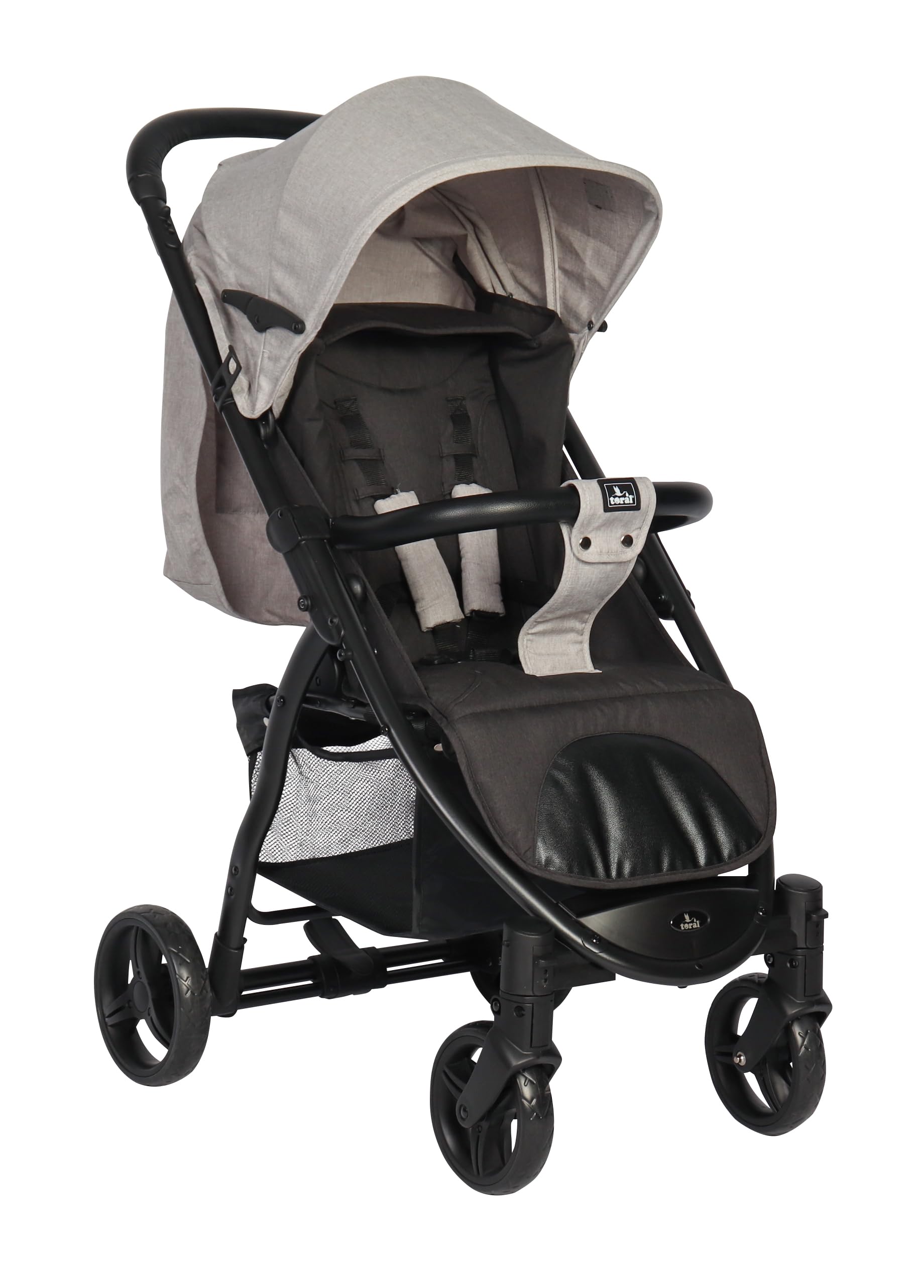 Toral Silla de Paseo Ligera Modelo Atenas hasta 22 kilos - Silla Paseo Ligera o Carrito bebe con Arnés, Respaldo Reclinable y con Capota Ajustable - Carro Bebe Color Gris