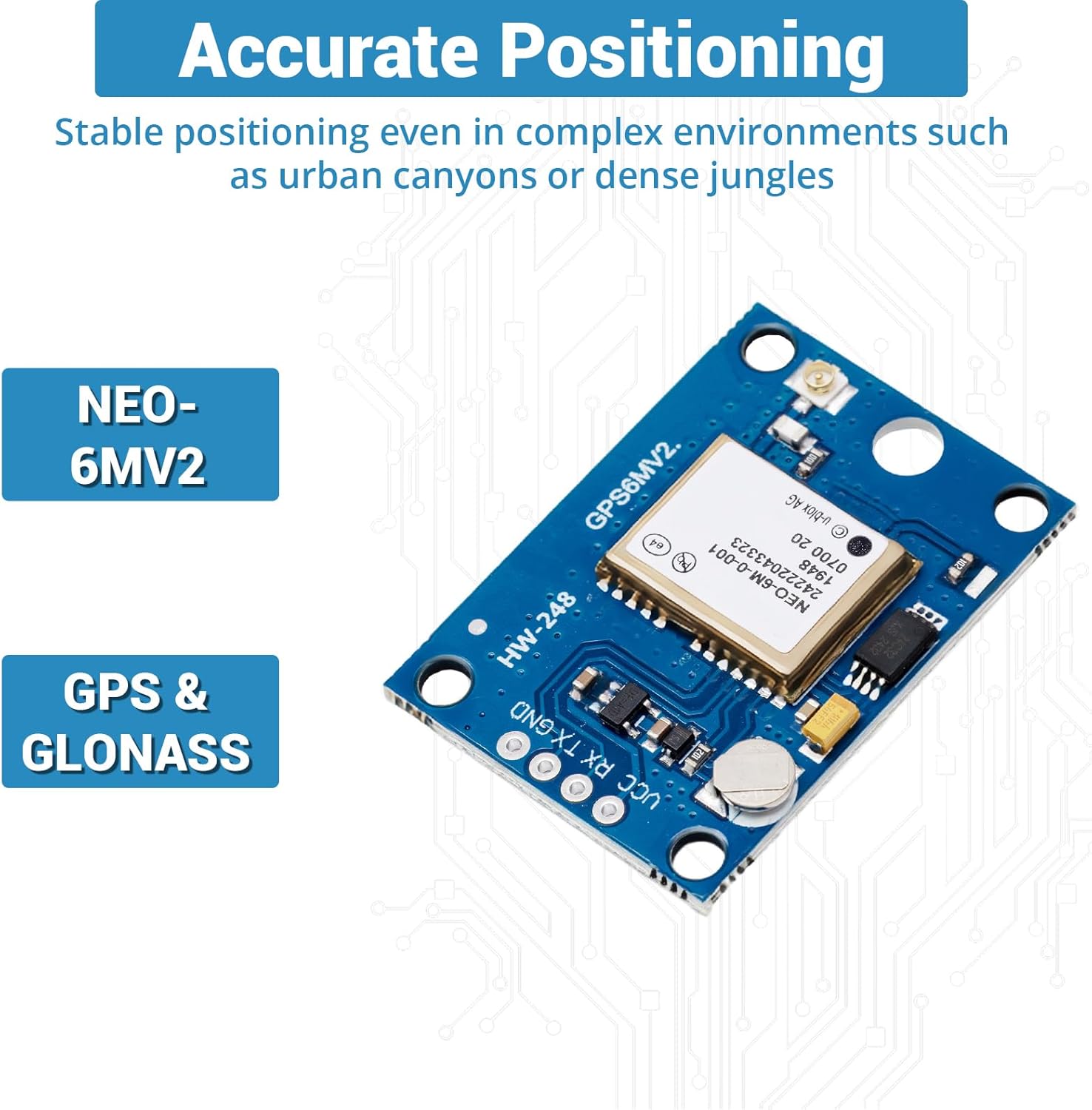 5-Pack GY-NEO6MV2 NEO-6M GPS Flight Controller Module 3V-5V with Super Ceramic Antenna for Arduino EEPROM APM 2.5