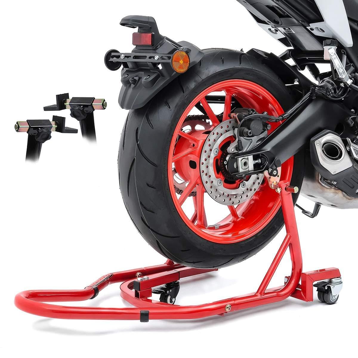 ConStands Mover II Universal - Motorrad Montageständer Kompatibel mit Honda VTR 250, X-11/ X-Eleven, XR 125 L, XR 650 R Hinten Rangierhilfe Hinterrad-Ständer Heber Rot