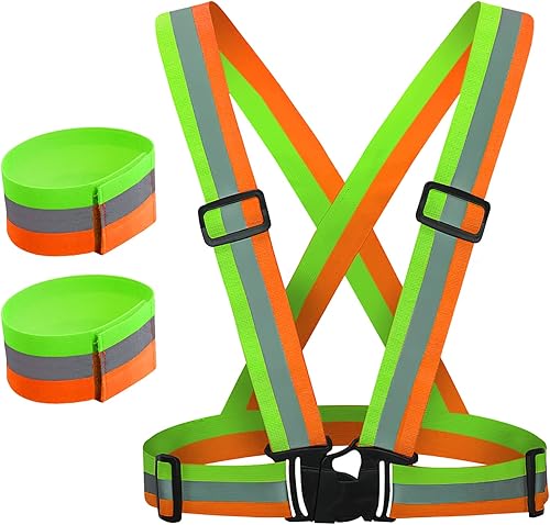 wudianbanCC High Visibility Reflective Safety VestStretchable For Jogging Walking UnisexIncludes arm reflective tape
