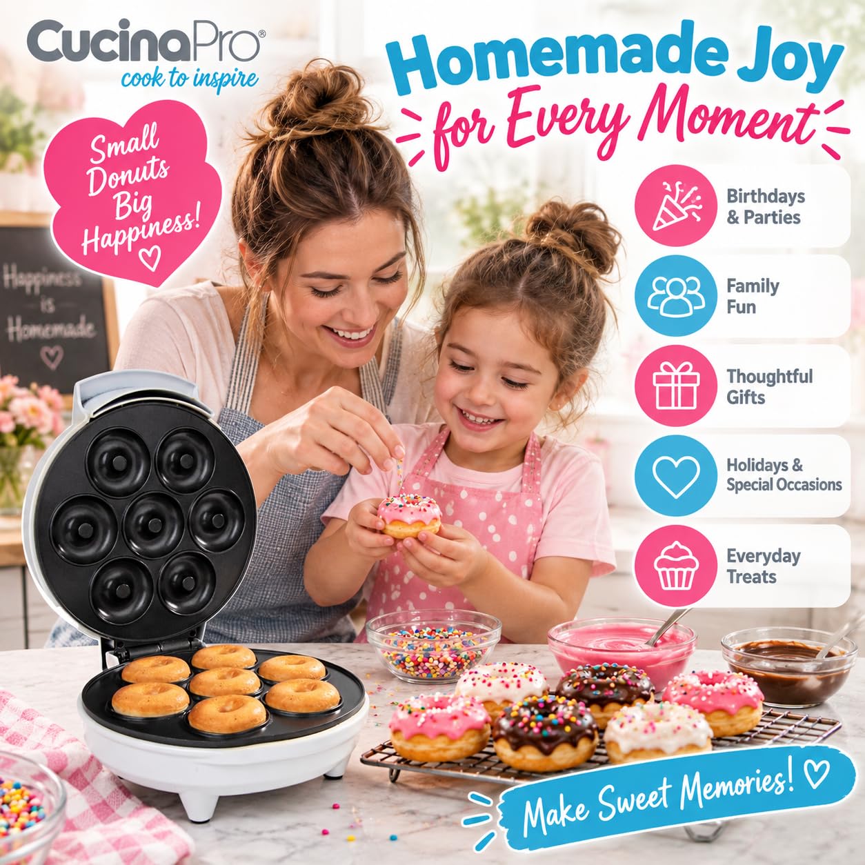Mini Donut Maker - Bake 7 Donuts Fast! -5