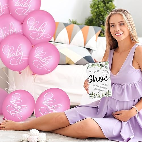 Miniatura 5 de Roowest 51 piezas Tie Your Shoe Baby Shower Game Sign de madera para baby shower, juegos de regalo de vegetación, regalos de fiesta de revelación de
