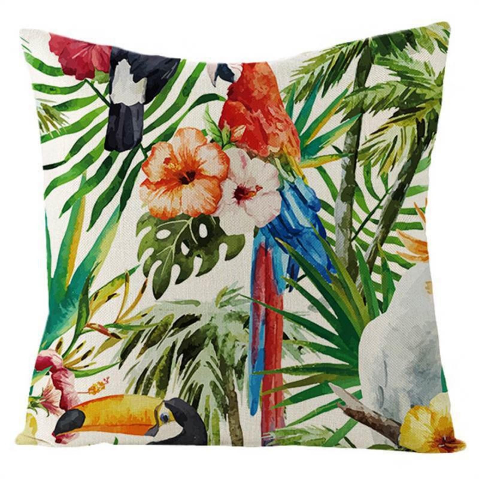 Cushion Covers 40cm x 40cm Orange Flowers Pillowcase Invisible Zipper