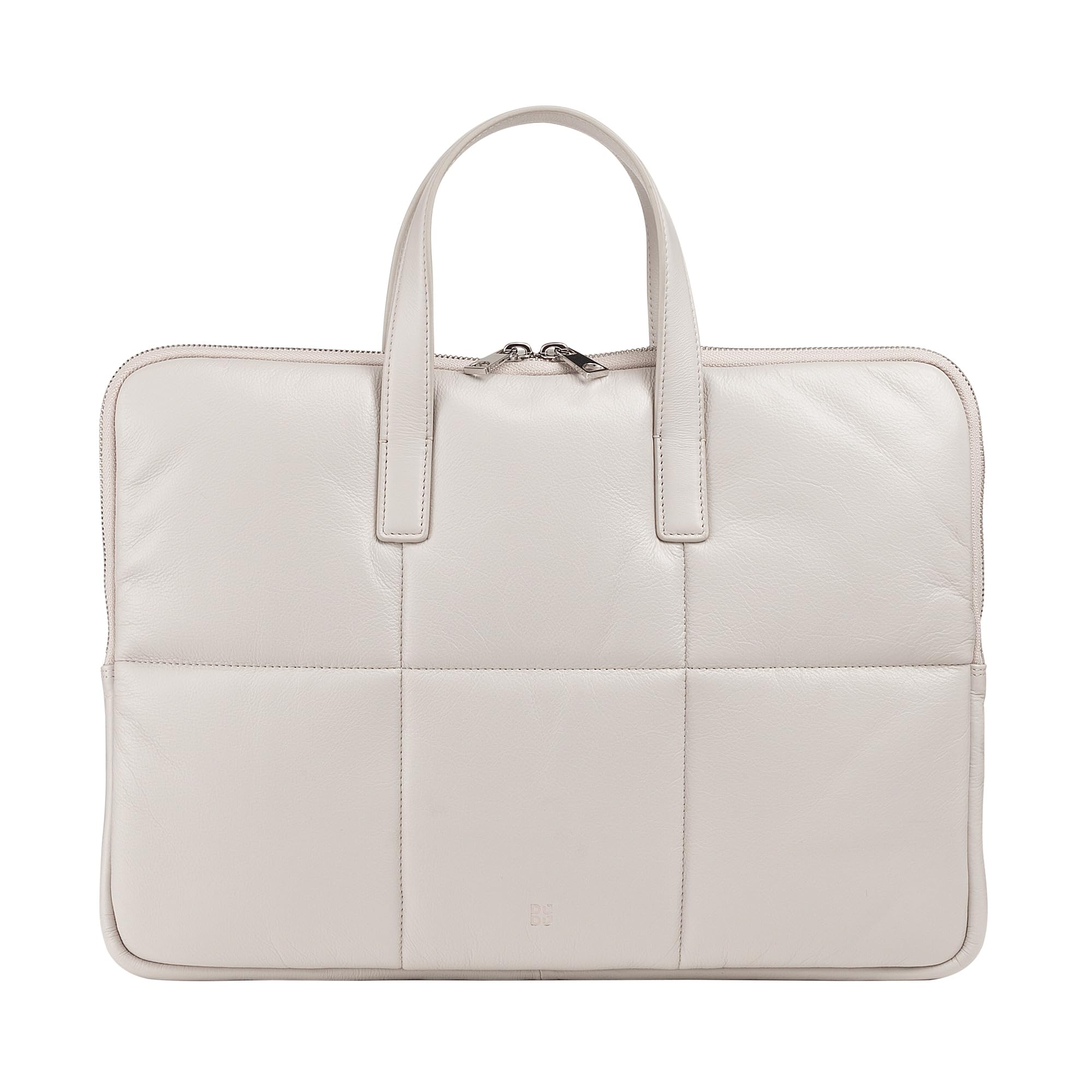DuDu Borsa Porta PC Donna 14 Pollici con Tracolla in Pelle Trapuntata Imbottita, Porta Laptop Notebook fino a 14", Cartella Borsa Sleeve Elegante Perla