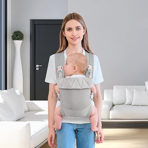 Miniatura 7 de IULONEE Portabebés ergonómico con correa de bebé frontal y trasera, mochila de transporte ajustable para bebés y niños pequeños, para recién