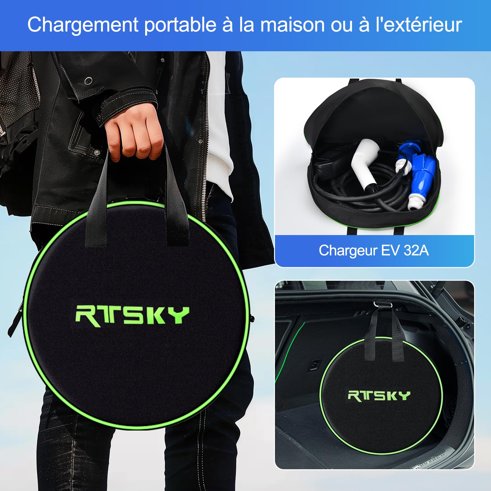 Mobile Wallbox 7kW Cavo Ricarica Auto Elettrica CEE 32A su Tipo 2, 5M, 8-32A Caricatore Auto Elettrica con Display Digitale, EV Chargers per Auto Elettriche