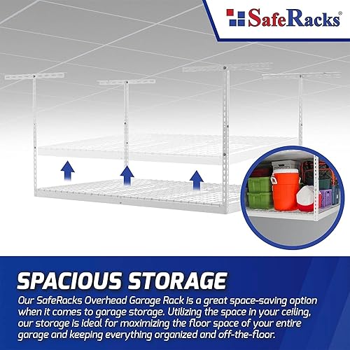 Miniatura 5 de SafeRacks Estante de almacenamiento de garaje superior - Estantes resistentes para garaje con capacidad de 400 libras, estantería de garaje fácil,