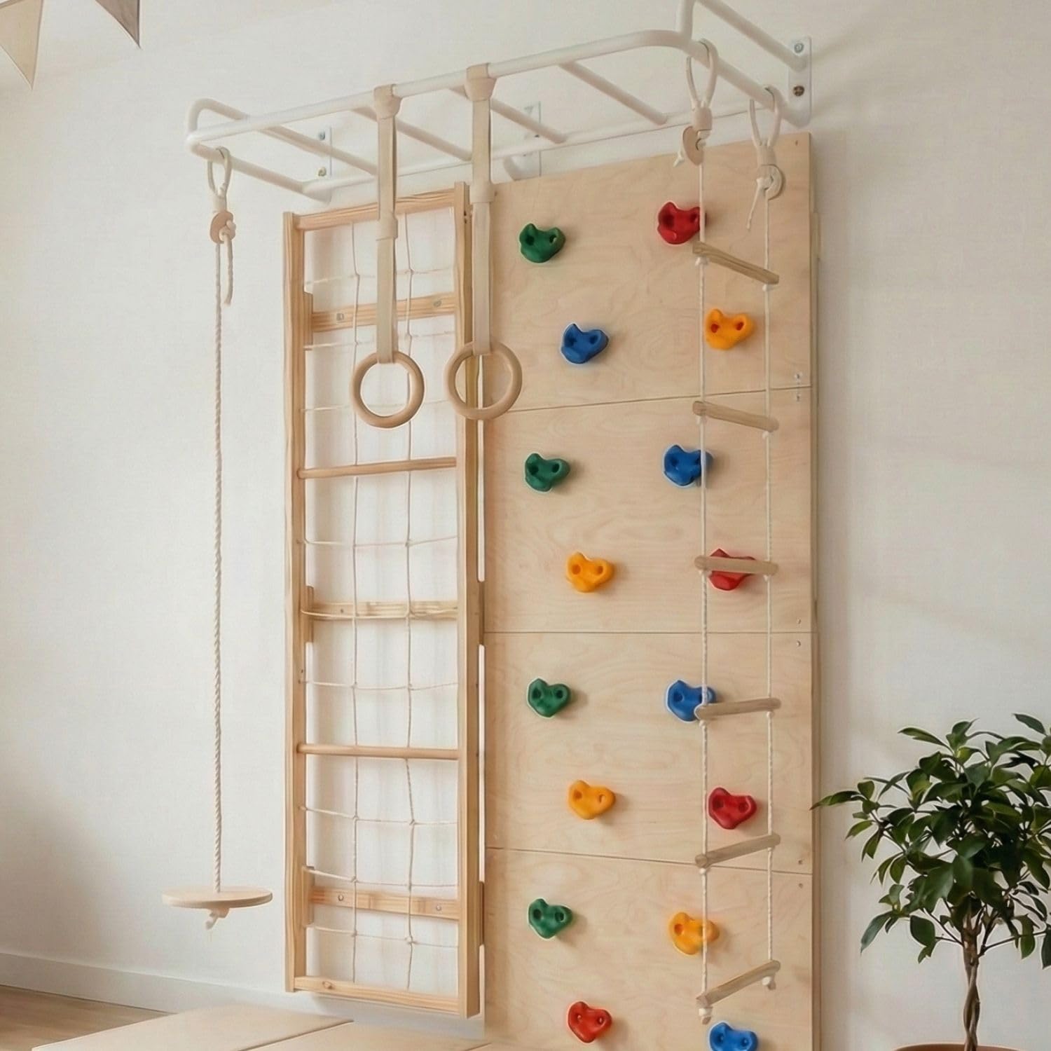 Curious Cub Jungle Gym for Kids Indoor | Kids Gymnastics At Home Gym | Contains Rock Climbing, Wall Climbing for Kids | Ladder for Kids to Play Indoor Fun Activity for Ages 4+
