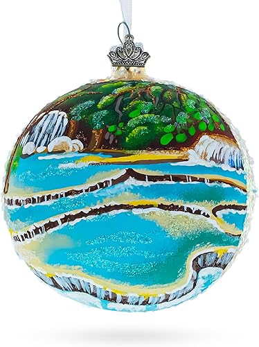 Kuang Si Cascada, Laos Bola De Cristal Adorno De Navidad 4 Pulgadas