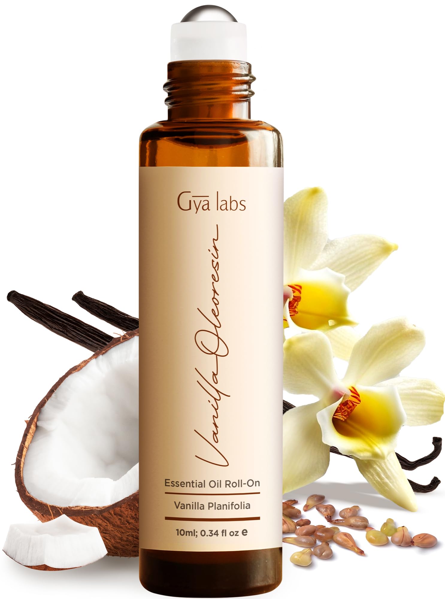 Vanilla Oleoresin Essential Oil Roll On - 0.34 Fl Oz - Travel Size Roller for Camping, Skin, Aromatherapy Relief, Convenience