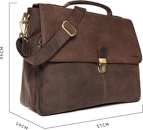 Miniatura 2 de LEABAGS Maletín de cuero Bolso de cuero genuino para portátil de 15 pulgadas Correa para el hombro Bolsa de mensajero Bolsa de trabajo Bolsa