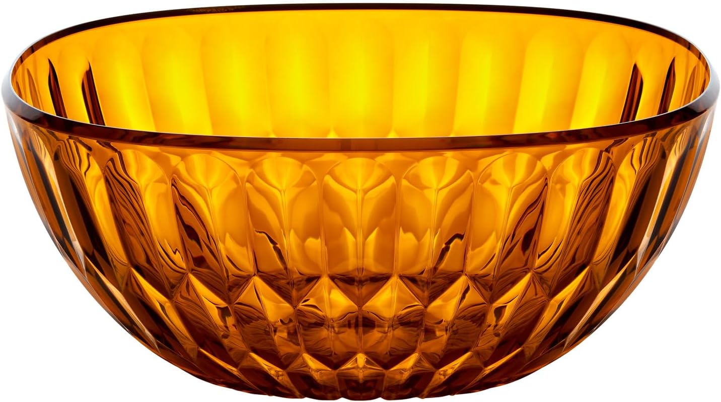 Guzzini Vanity 11.8" Acrylic Serving Bowl (Caramel) - BPA Free, Stackable, Dishwasher Safe, Italian Made from Plant-Based Acrylic Crystal - For Salads, Fruits, Desserts & Party Dishes, 212 Oz Capacity