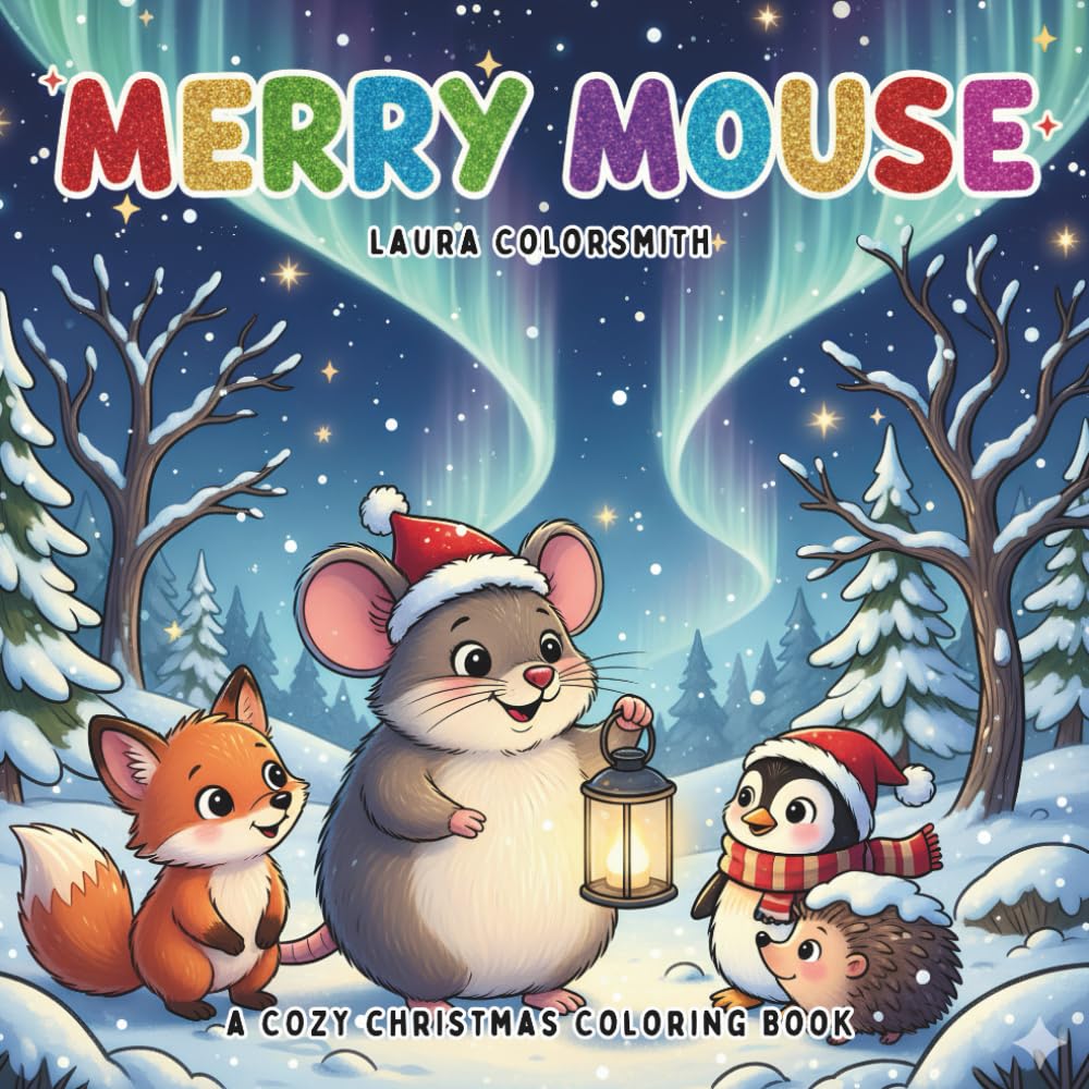 Merry Mouse - A Cozy Christmas Coloring Book: Adorable Christmas Mice in Cozy Holiday Scenes to Color and Relax (Coloring Book for Christmas)