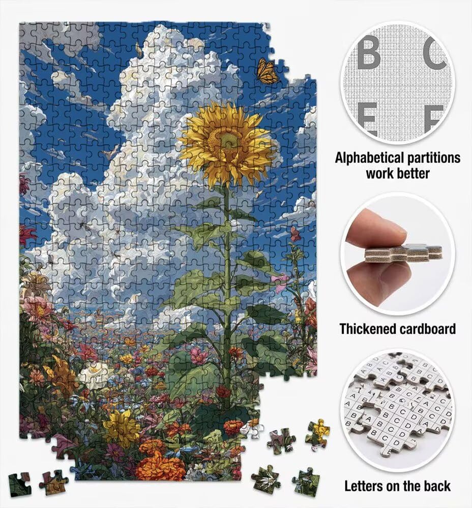 Puzzle 1000 Pezzi, Jigsaw Puzzle per Adulti, Girasole Giallo BLQSBGA6-473 | Puzzle Classici, Impossibile Difficile Sfidanti Puzzles, Puzzle Decorativo per La Famiglia, Come Regalo e Decorazione Pareti