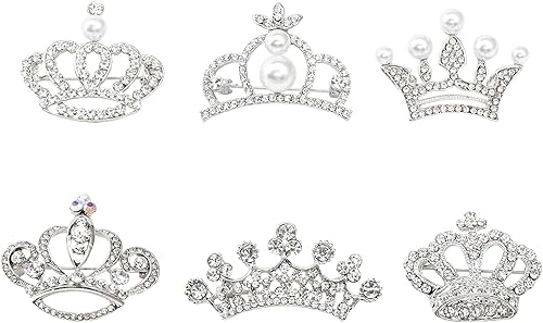 CHGCRAFT Broche de corona Pines Crystal Rhinestone Crown Pin Vintage Ropa Tiara Corona Ramillete, Metal, Sin gemas.