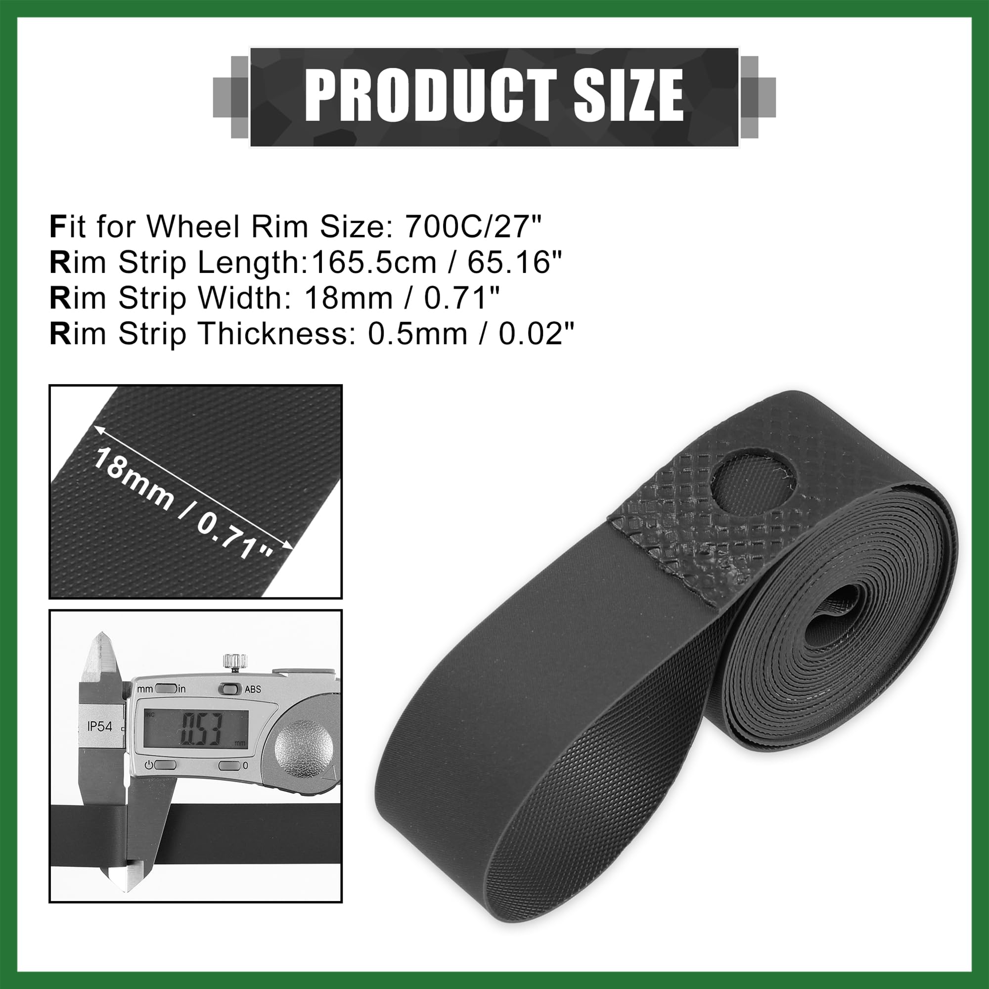 Motoforti 700C Bike Wheel Rim Strip Rim Tape Liner Tube Band PVC Black Pair Long-lasting - Image 3