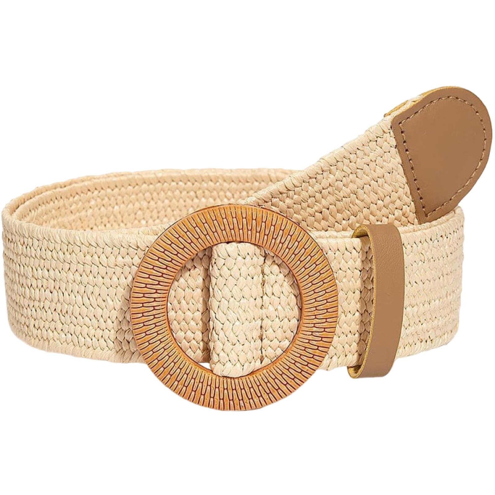 Agutalithic Women's White-Style6 Boho Woven Hollow Straw/Canvas Belt 4Cm Wide Braided Rattan Strap Fashion Waistband For Dress Jeans Pants(130Cm/51, )