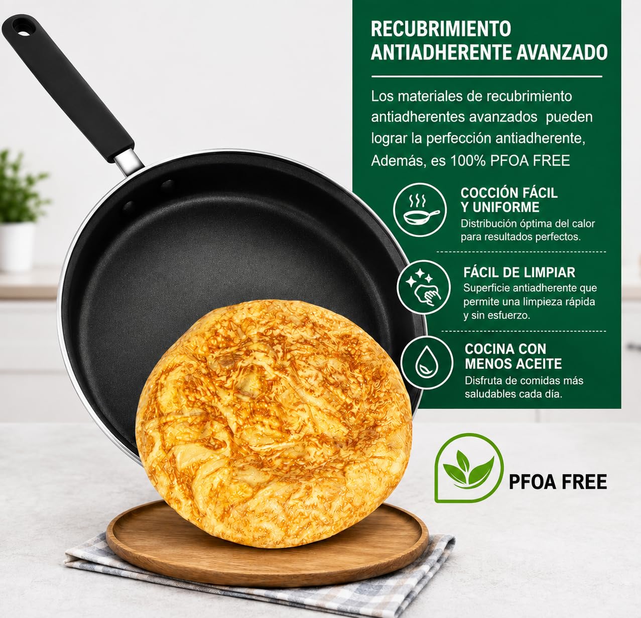 Sartén Doble para Tortilla 28 cm, Sartén para Tortilla de Patatas Antiadherente de Aluminio Fundido, Diseño de Doble Cara para Dar la Vuelta Fácilmente, Apta para Inducción y Lavavajillas