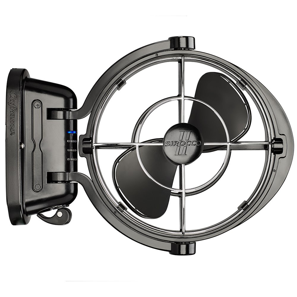 Seekr Sirocco II, 7010CABBX, 3 vitesses, flux d'air à 360 degrés, ventilateur à cardan à fil direct, 125/185 CFM, 12/24 V, noir, lame de 17,8 cm