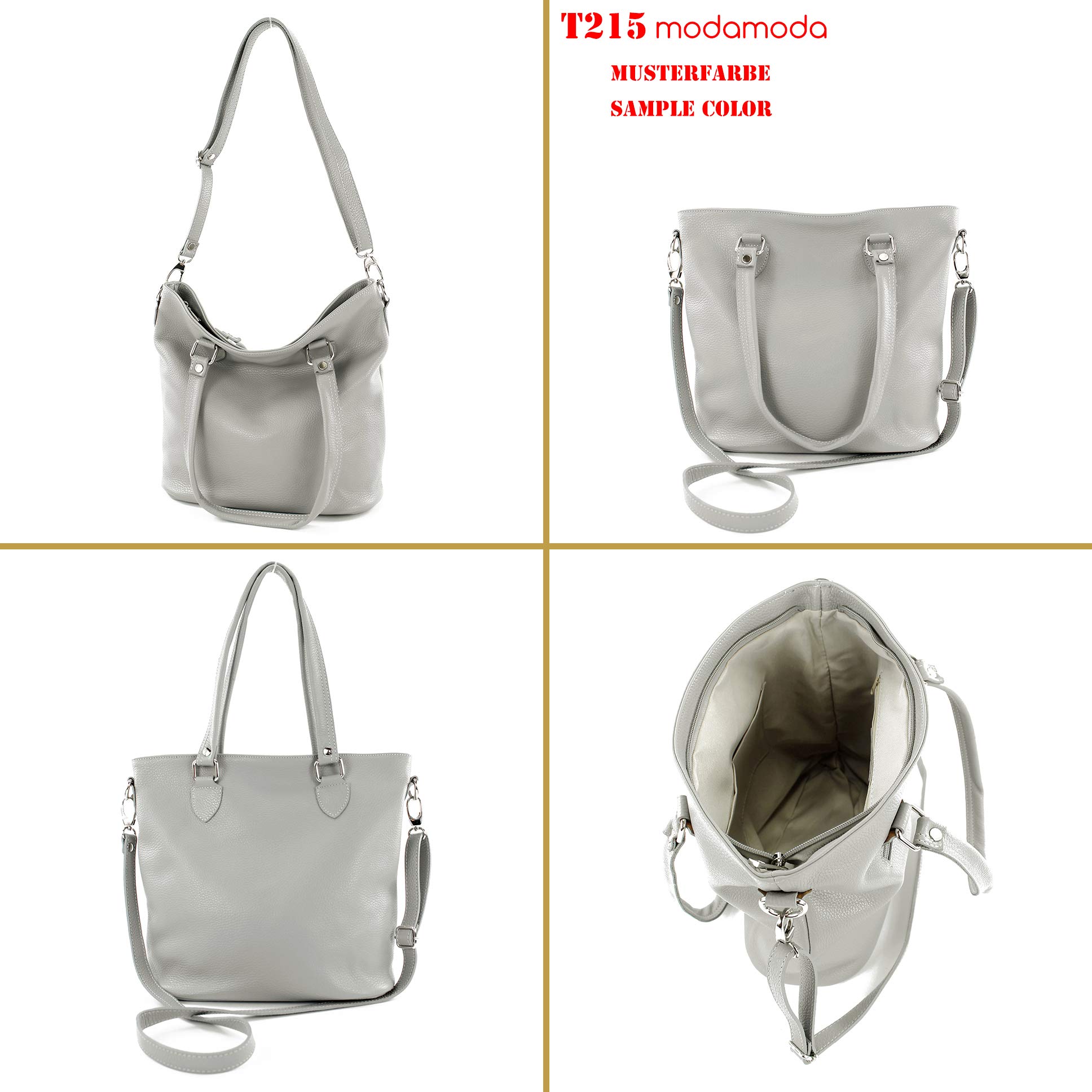 modamoda de T215 Damen Leder Schultertasche Shopper, handmade in Italy