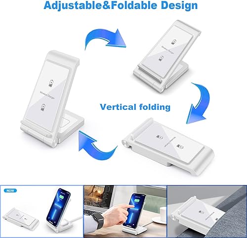 Miniatura 5 de Cargador inalámbrico de 25 W, estación de carga inalámbrica plegable 2 en 1 para Apple iPhone 1514131211ProSEX8Airpods, PDKUAI 15W soporte de carga