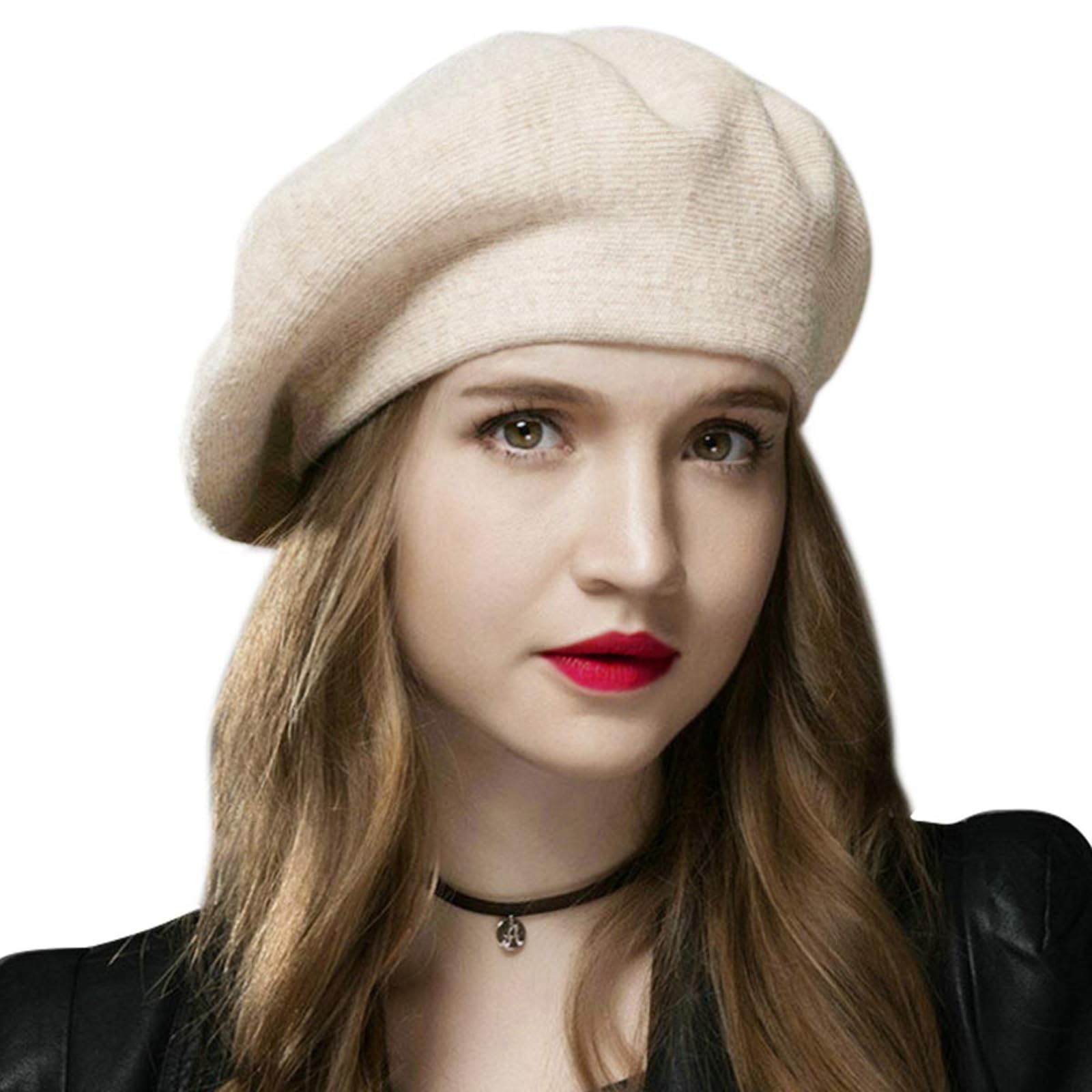 Sumolux Damska czapka beretowa francuska wełniana beret czapka beanie klasyczna jednolity kolor jesienne zimowe czapki