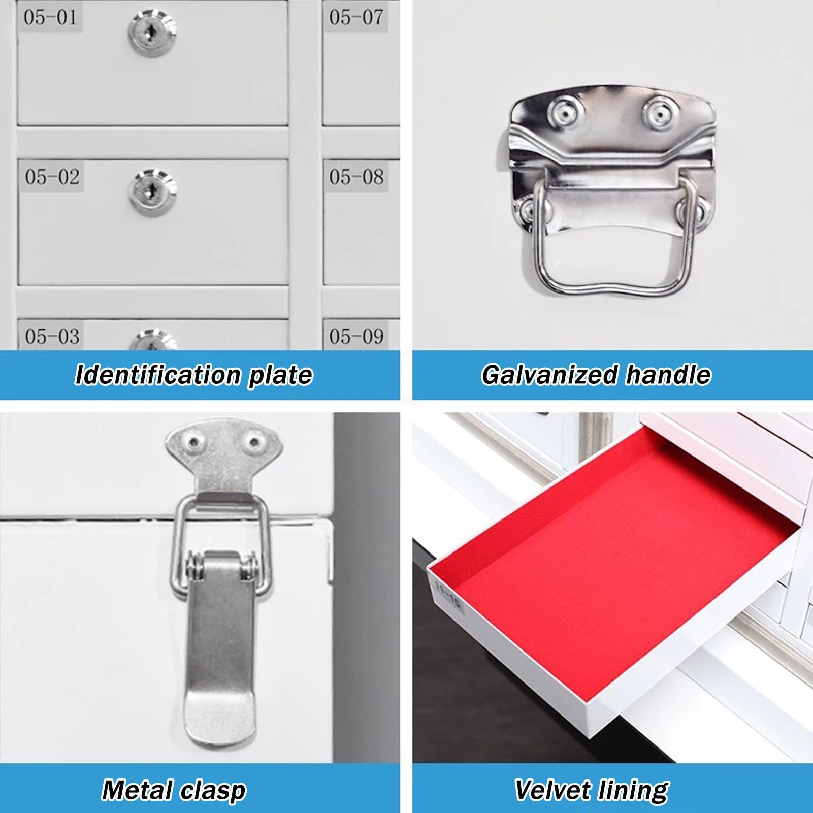 Casier de Rangement Métallique pour Téléphones Portables, Armoire pour Téléphones Mobiles avec Serrure, Casier À Tiroirs pour Téléphones Portables(5Grids)