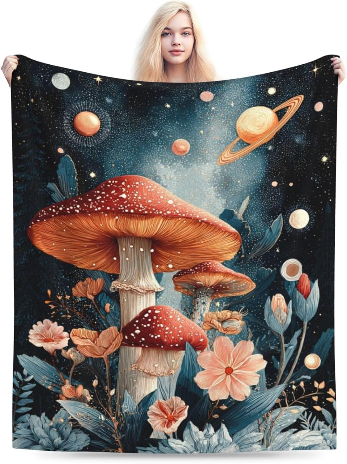 Mushroom Throw Blanket Soft Cozy Fleece Fuzzy Plush Warm Stuff Bedding Mushroom Blanket for Boys Girls Kids Adult Men Women 40"X50" - Image 7