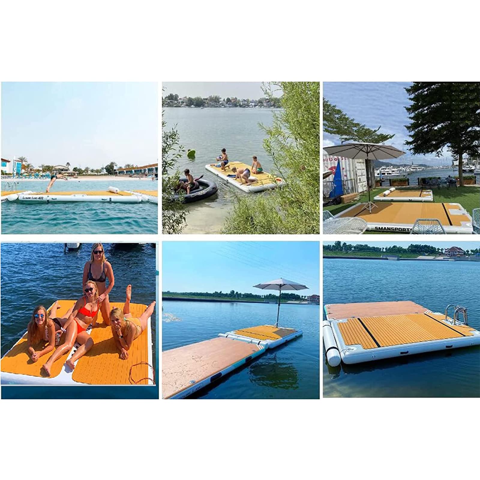 Nadmuchiwana platforma pływająca w doku, nadmuchiwana łódź sportowa Marina, duża pływająca podkładka, poduszka powietrzna, przenośna platforma wodna do pływania, 2 x 6 m