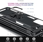 LeYi for Samsung Galaxy A51 Cell Phone Case with Screen Protector Ring Kickstand for Men Military Grade Bumper Hard TPU Heavy Duty Shockproof Full Body Silicone Protective Cover for Galaxy A51 Black