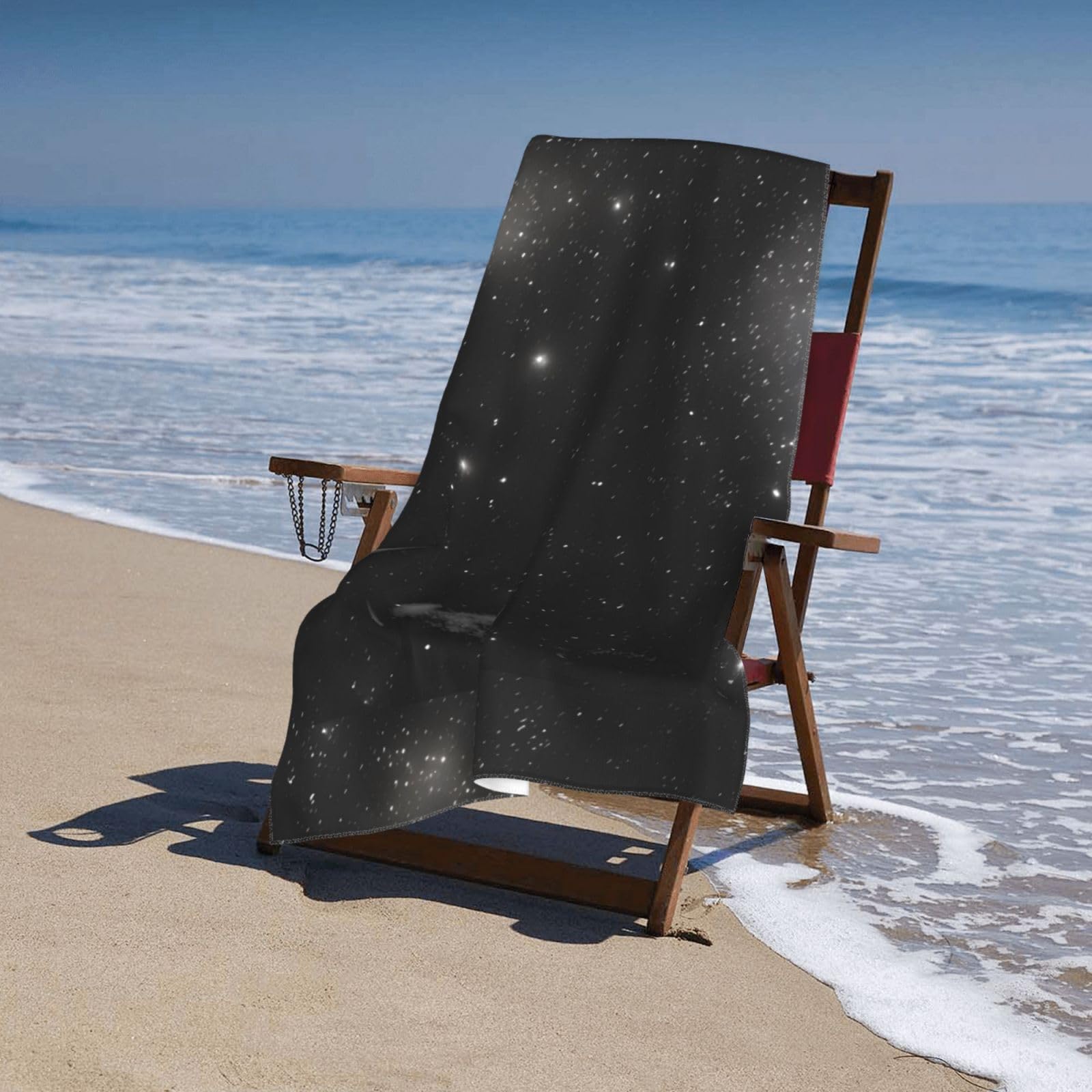 Schwarz-weißes Galaxie-Badetuch Bedrucktes Badetuch für Damen, schnelltrocknende Mikrofaser, 100% Polyester, Reise-, Strand- und Poolhandtuch.