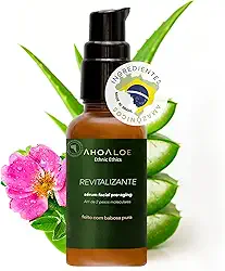 AHOALOE Sérum Facial Pro-Aging Revitalizante - Babosa, Rosa Mosqueta e Pracaxi - Ácido Hialurônico de 2 Pesos Moleculares - Revitaliza e Reduz Linhas de Expressão - Para Peles Acima dos 30-30ml