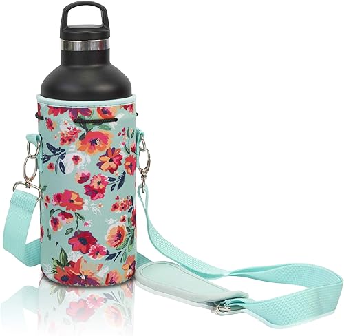 Made Easy Kit Neoprene Water Bottle Carrier Holder with Adjustable Shoulder Strap for Insulating & Carrying Water Container Canteen Flask